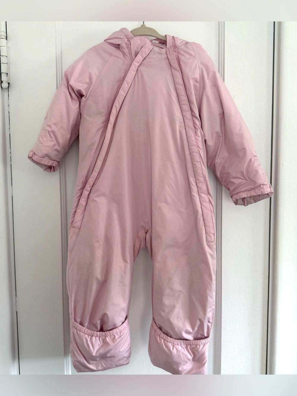 Lands' End Goosedown Filled Snowsuit Bunting Hooded Foldover Hands/Feet Sz12-18m